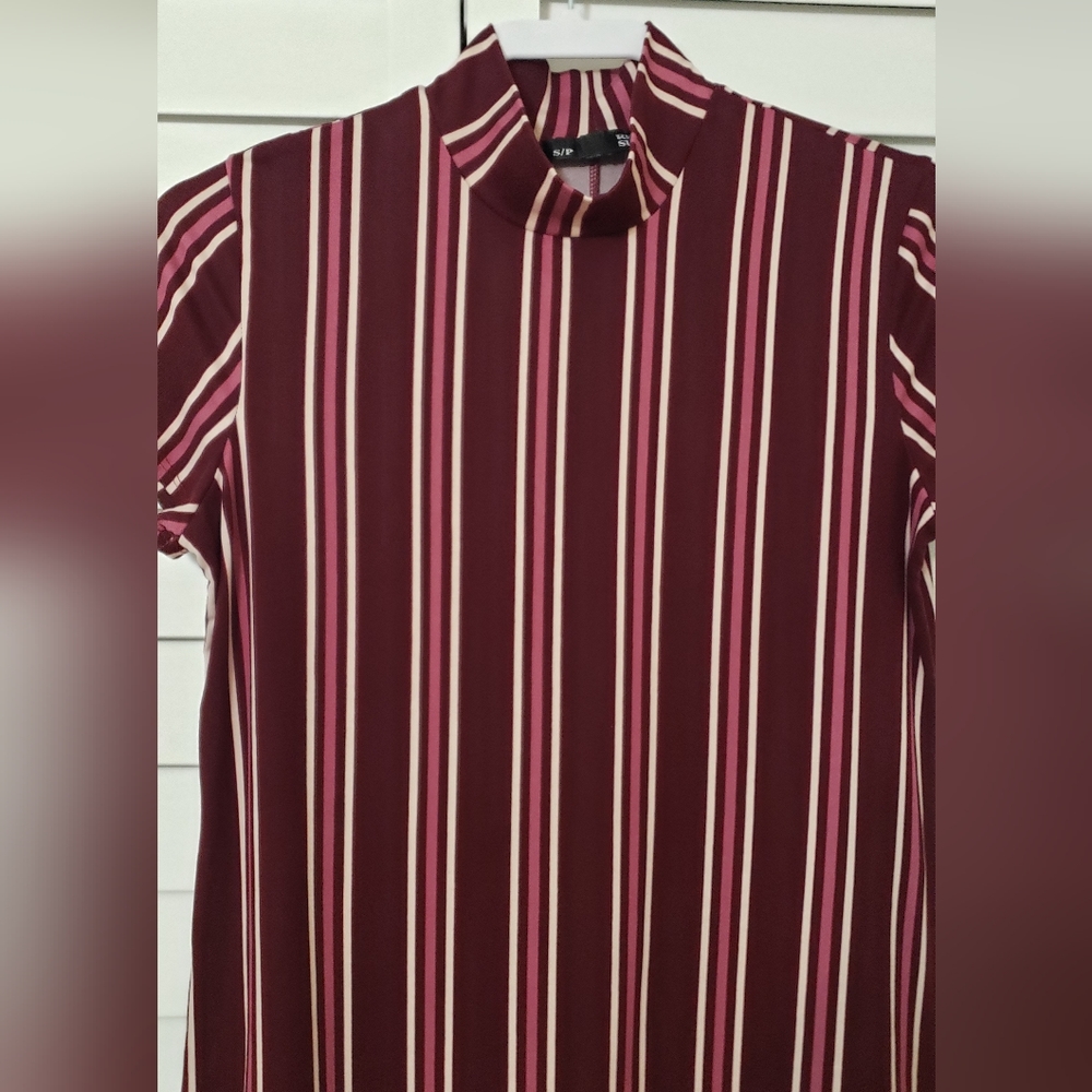 Rebel Sugar Burgundy Short Striped Dress Size S. - Picture 2 of 5